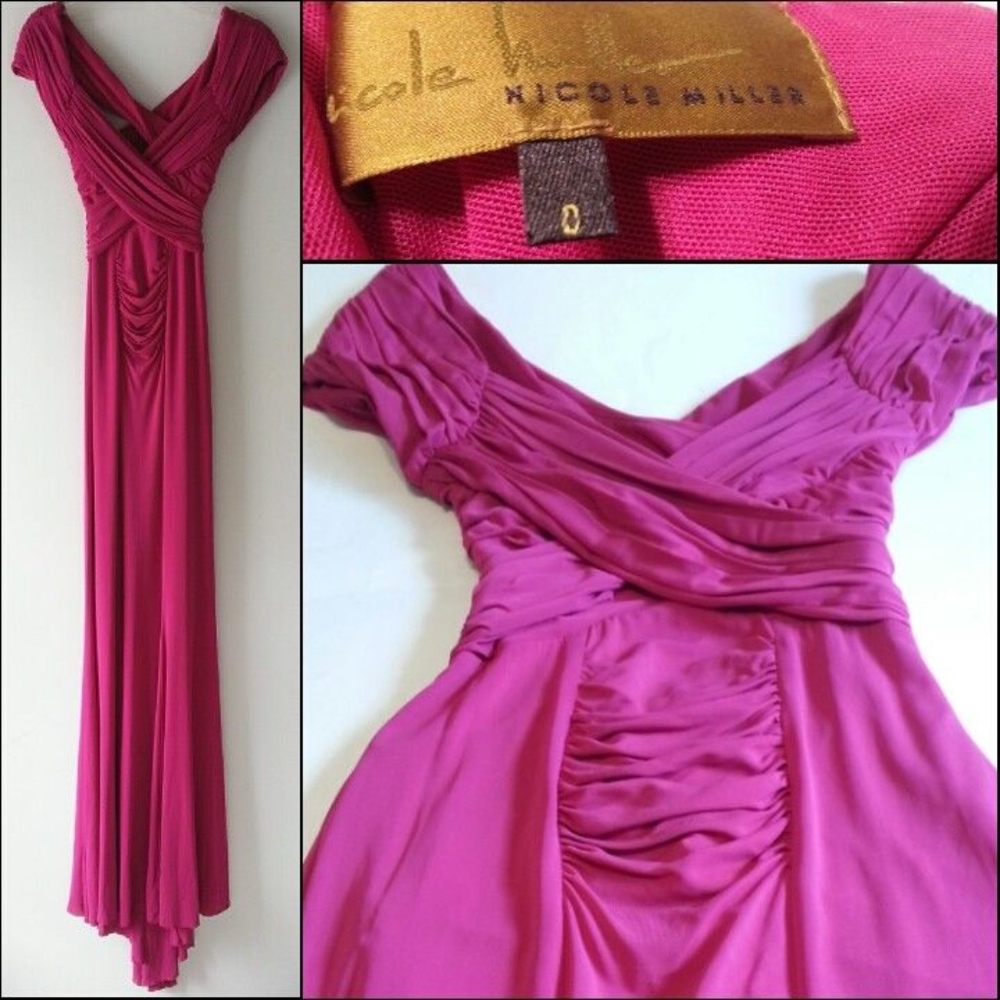 Nicole Miller Barbie PINK Prom Statement Formal Evening Gown SPRING Wedding 0